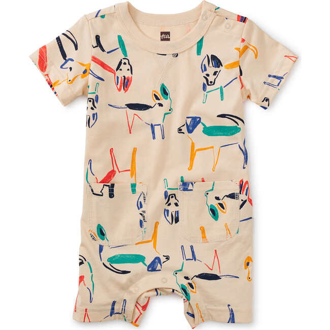 Double Baby Pocket Romper, Painted Perritos - Rompers - 1
