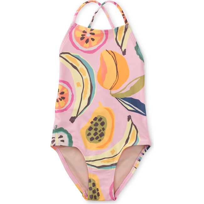 Cross Back One-Piece Swimsuit, Tropical Fruit