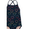 Cross Back One-Piece Swimsuit, Ombre Hearts And Blue - One Pieces - 2