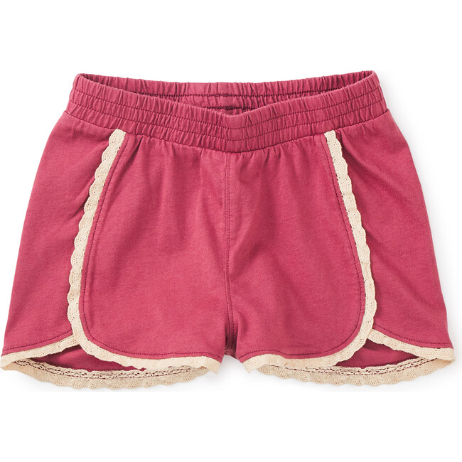 Crochet Trim Sport Shorts, Cassis