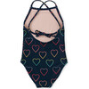 Cross Back One-Piece Swimsuit, Ombre Hearts And Blue - One Pieces - 3 - thumbnail