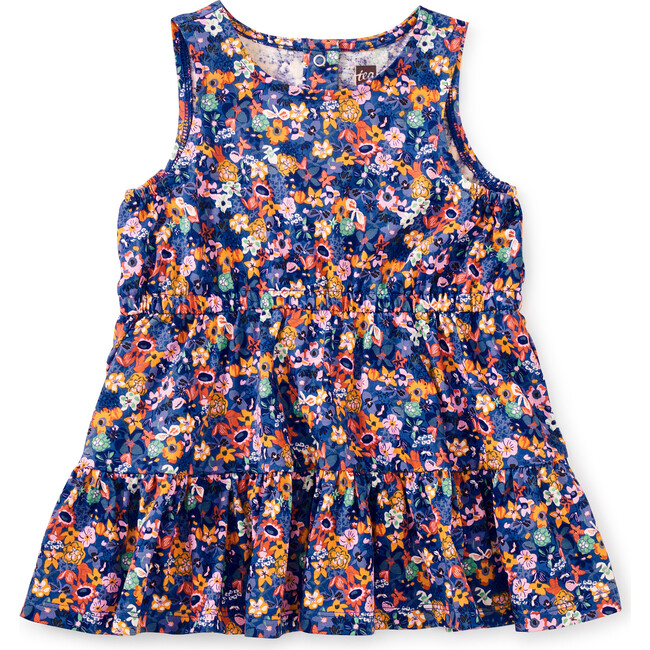 Baby Scoop Neck Twirl Tank Dress, Flores Silvestres And Blue