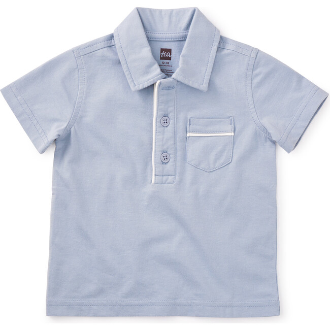 Baby Classic Piped Polo Shirt, Blue Fog