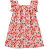 Boat Neck Buttoned Woven Dress, Painted Squash & Hibiscus - Dresses - 1 - thumbnail
