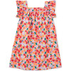 Boat Neck Buttoned Woven Dress, Painted Squash & Hibiscus - Dresses - 3