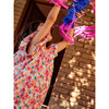 Boat Neck Buttoned Woven Dress, Painted Squash & Hibiscus - Dresses - 6