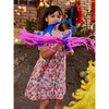 Boat Neck Buttoned Woven Dress, Painted Squash & Hibiscus - Dresses - 9
