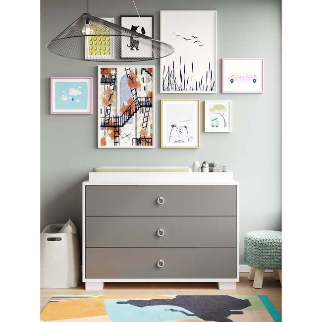 Cabana 3 Drawer Changer, White with Cerused Drawers - Changing Tables - 2