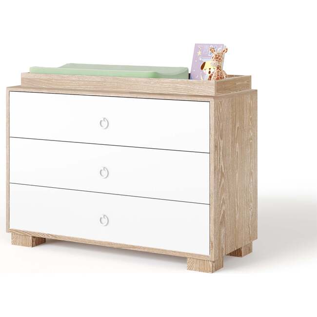Cabana 3 Drawer Changer, Cerused with White Drawers