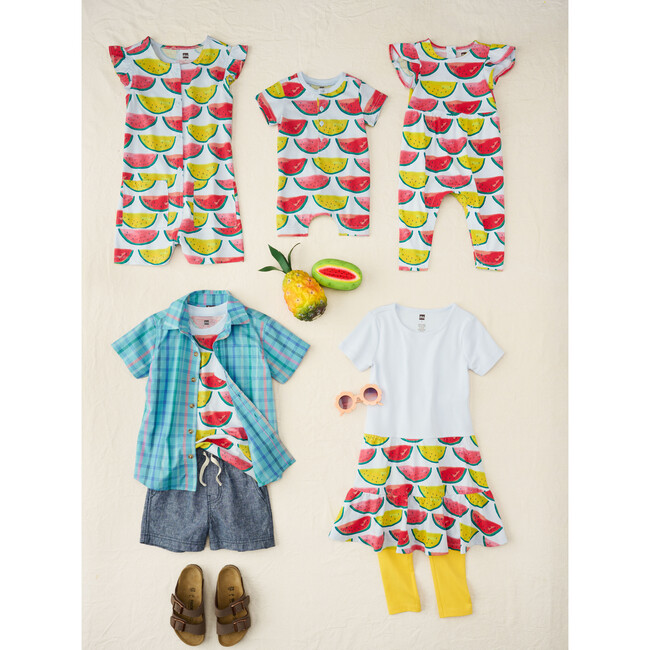 Baby Henley Romper, Painted Watermelons - Rompers - 5