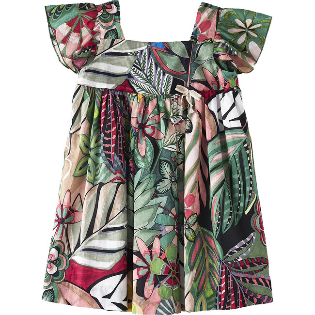 Tropical Rainforest Floral Print Dress, Multicolor