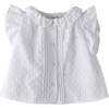 Swiss Dot Collared Neck Blouse, White - Shirts - 1 - thumbnail