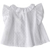 Swiss Dot Collared Neck Blouse, White - Shirts - 2