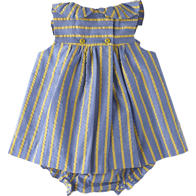 Ruffle Sleeveless Baby Dress Set, Blue Skies And Lemonade - Dresses - 2