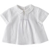 Delicate Pleats Short Sleeve Shirt, White - Shirts - 1 - thumbnail