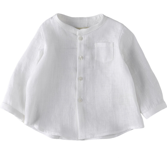 Classic Linen Full Sleeve Baby Shirt, White