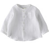 Classic Linen Full Sleeve Baby Shirt, White - Shirts - 1 - thumbnail