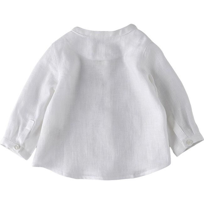 Classic Linen Full Sleeve Baby Shirt, White - Shirts - 2