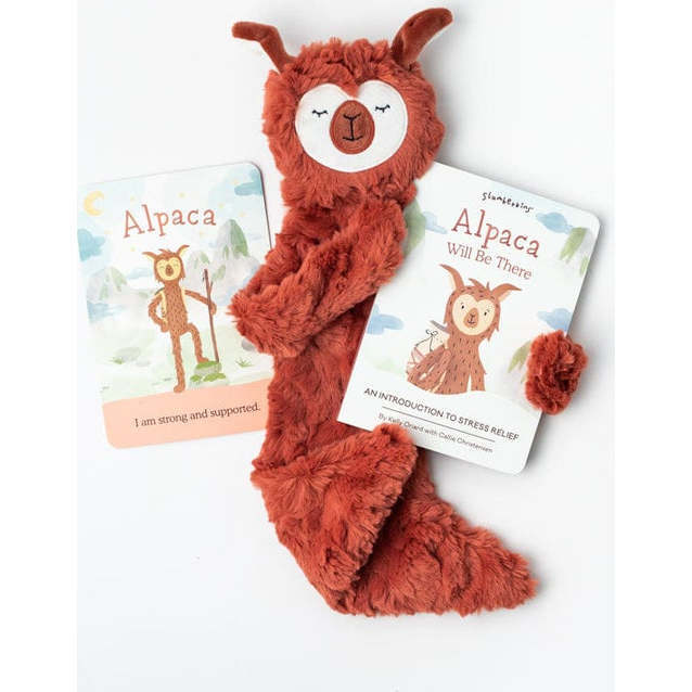 Alpaca's Stress Relief Plush Snuggler and Book Bundle, Copper