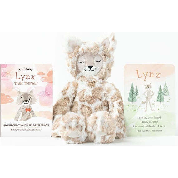 Lynx's Self-Expression Plush Kin and Book Bundle, Spotted Beige