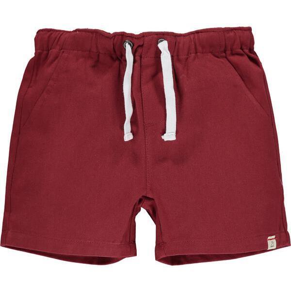 Twill Drawstring Shorts, Burgundy - Shorts - 1