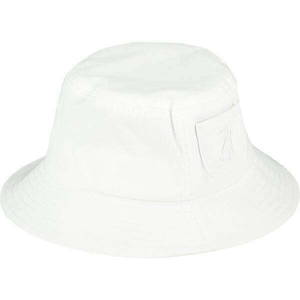 Twill Bucket Hat With Pocket, White