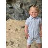 Stripe Short Sleeve Pique Polo Romper, Lilac And Cream - Rompers - 2