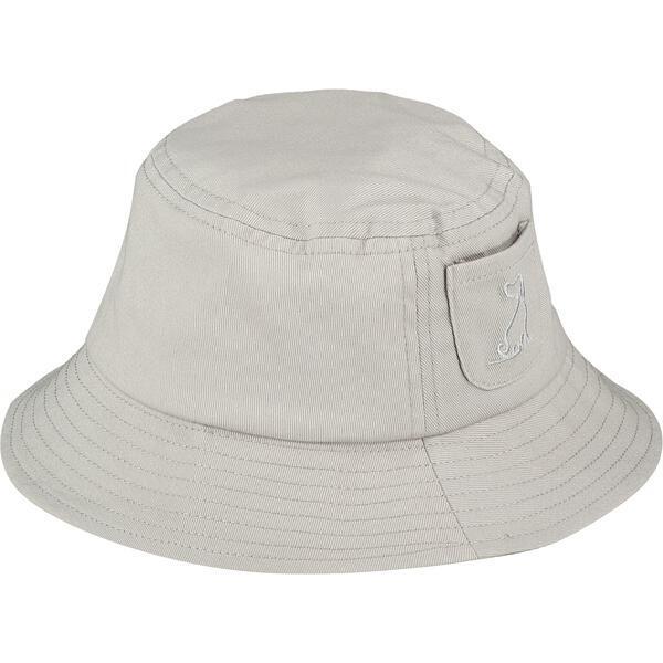 Twill Bucket Hat With Pocket, Grey