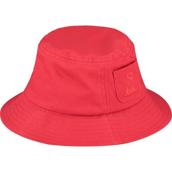 Twill Bucket Hat With Pocket, Red