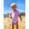 Seersucker Short Sleeved Woven Onesie, Pink - Onesies - 2
