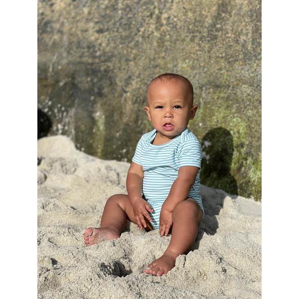 Sunshine Stripe Short Sleeve Onesies In Three Sizes, Green, Blue And Red (Pack Of 3) - Onesies - 4