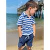 Ribbed Drawstring Shorts, Navy - Shorts - 2