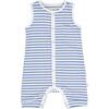 Stripe Sleeveless Playsuit With Front Snap Buttons, Blue And White - Rompers - 1 - thumbnail