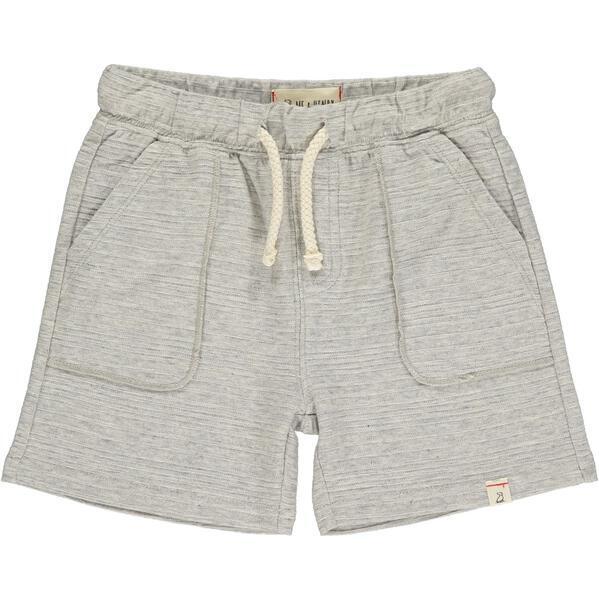 Ribbed Drawstring Shorts, Grey