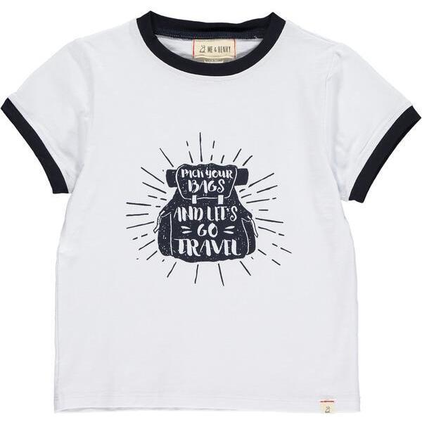 Pack Your Bags Printed Tee, White And Black