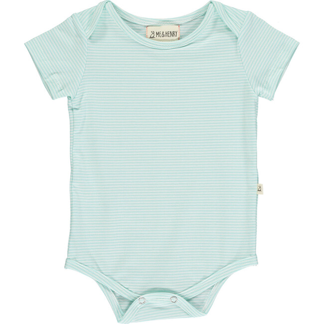 Micro-Stripe Short Sleeve Onesies In Three Sizes, Aqua, Navy And Blue (Pack Of 3)