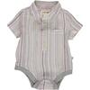 Stripe Short Sleeved Woven Onesie, Pink And Multicolors - Onesies - 1 - thumbnail