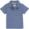 Stripe Short Sleeve Polo Shirt, Blue And Cream - Polo Shirts - 1 - thumbnail