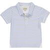 Stripe Short Sleeve Pique Polo Shirt With Henry Embroidery, Lilac And Cream - Polo Shirts - 1 - thumbnail