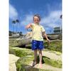Stripe Short Sleeve Pique Polo Shirt With Henry Embroidery, Yellow And White - Polo Shirts - 2