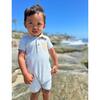 Stripe Short Sleeve Polo Romper, Pale Blue And Grey - Rompers - 2