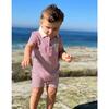 Stripe Short Sleeve Polo Romper, Red And Grey - Rompers - 2