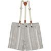 Herringbone Shorts With Removable Suspenders, Grey - Shorts - 1 - thumbnail