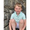 Stripe Short Sleeve Polo Shirt, Aqua - Polo Shirts - 2