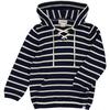 Long Sleeve Stripe Hooded Pull-Over Sweater, Navy - Sweatshirts - 1 - thumbnail