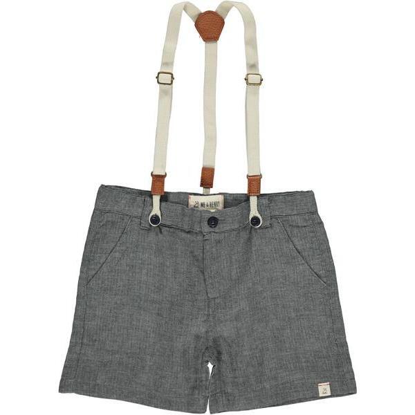 Gauze Shorts With Removable Suspenders, Grey