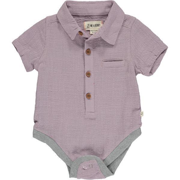 Cotton Short Sleeved Woven Onesie, Lilac