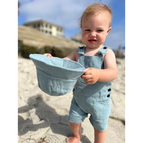 Cotton Gauze Buttoned Straps Overalls, Slate - Overalls - 2