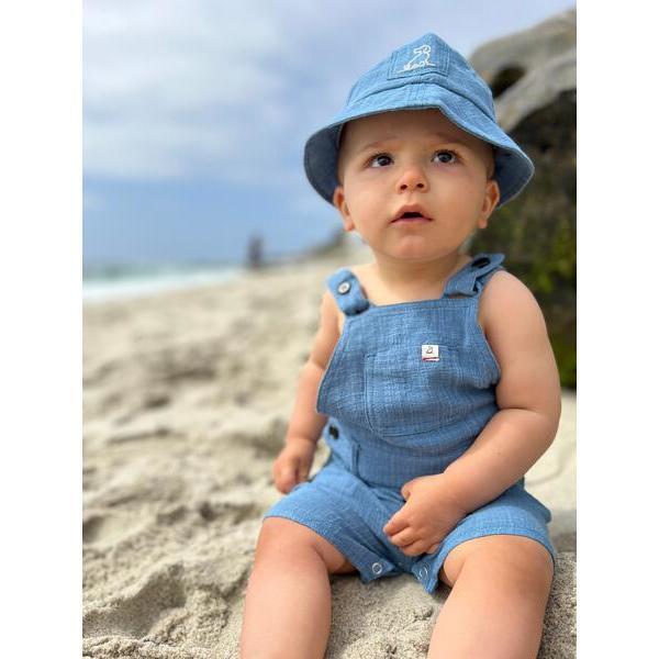 Cotton Gauze Buttoned Straps Overalls, Blue - Overalls - 2