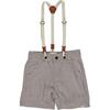 Cotton Gauze Shorts With Removeable Suspenders, Brown - Shorts - 1 - thumbnail